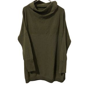 Moon Ryder Farris Slouchy Tunic Sweater Womens XL Green Cabincore Fireside Cozy